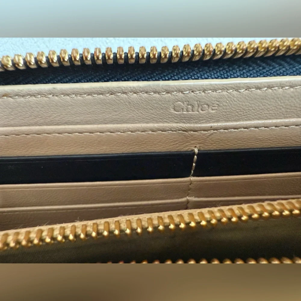 Authentic Chloé Alphabet Zip-Around Wallet with Goldtone “A” Charm